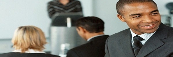 portrait of a businessman at a conference